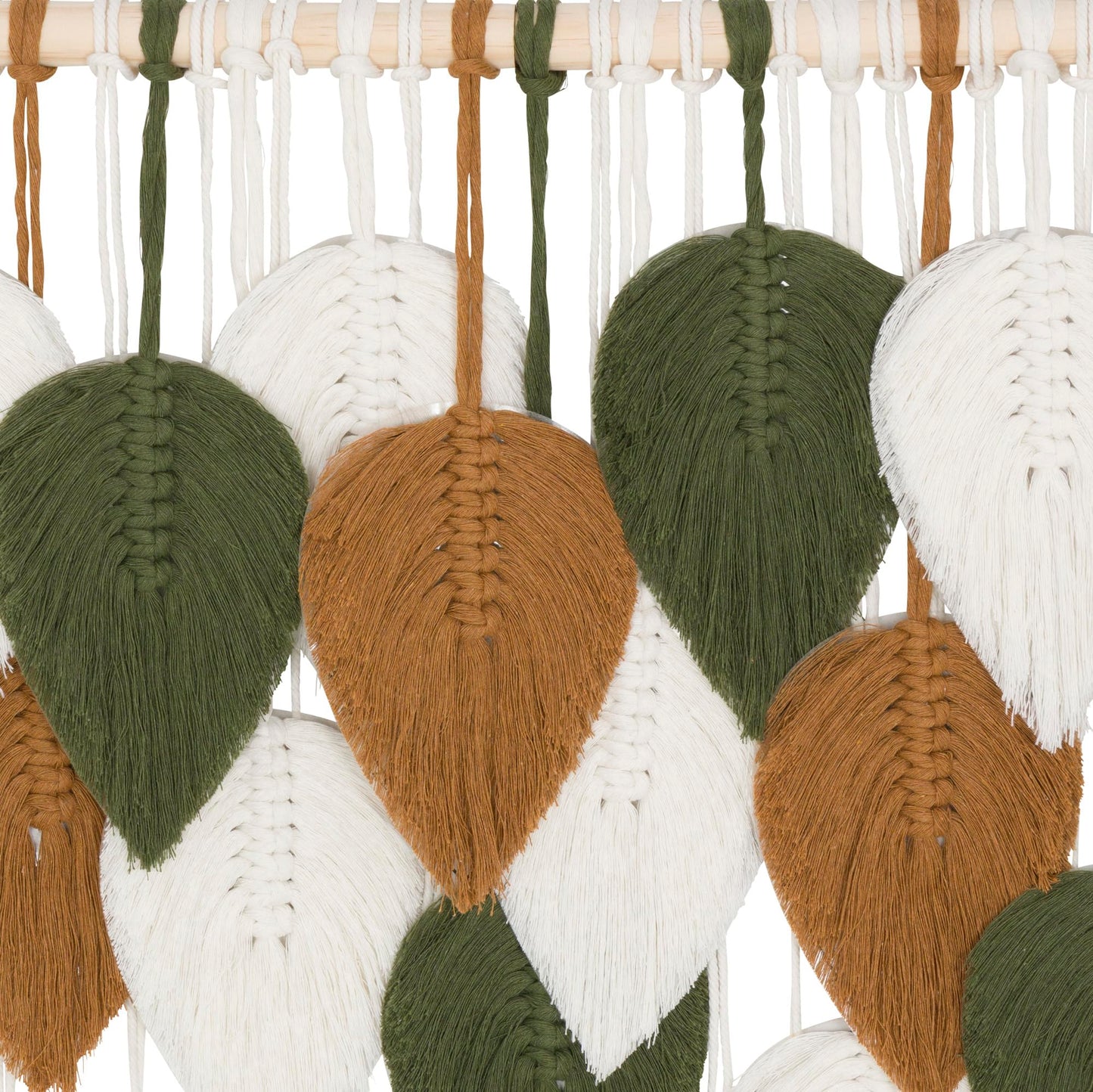 Large Macrame Wall Hanging Decor – Handmade Cotton Cord Boho Room Decor for Bedroom, Nursery, Office – 39” W x 29.5” L (Green, Brown, White)