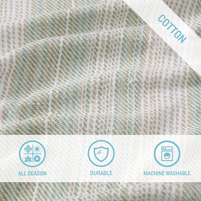 Tommy Bahama- Queen Blanket, Soft Cotton Bedding, Coastal Inspired Bedding Essentials (Sandy Shore Stripe Green, Queen)