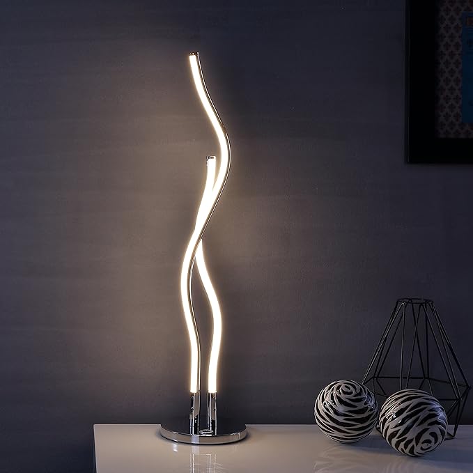 JONATHAN Y 26.25" Chrome Integrated LED Table Lamp, Modern Minimalist Iron Ribbon Metal Desk Lamp for Living Room Bedroom, Energy Efficient Slim Design, ETL Listed JYL7001A