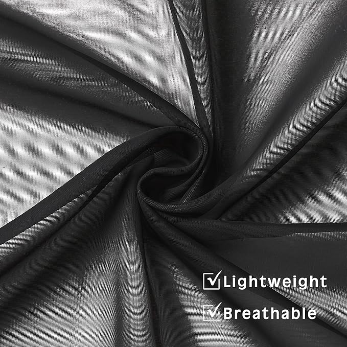 OVZME 2 Pieces Black Sheer Curtains 96" Inch Long for Living Room, Top Rod Pocket Voile Lightweight and Airy Drapes Window Treatment, 2 Panels= 84" W, Each 42" W x 96“L