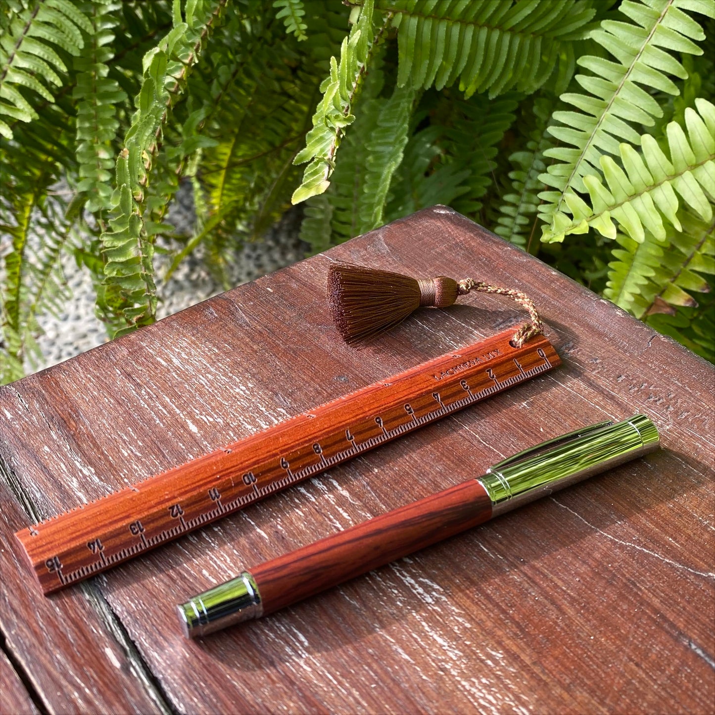 LACHIEVA LUX Nice Elegant Rosewood Rollerball Pen with Ruler/Book mark Set, Luxury Roller Ball Pen Gift for Woman, Man