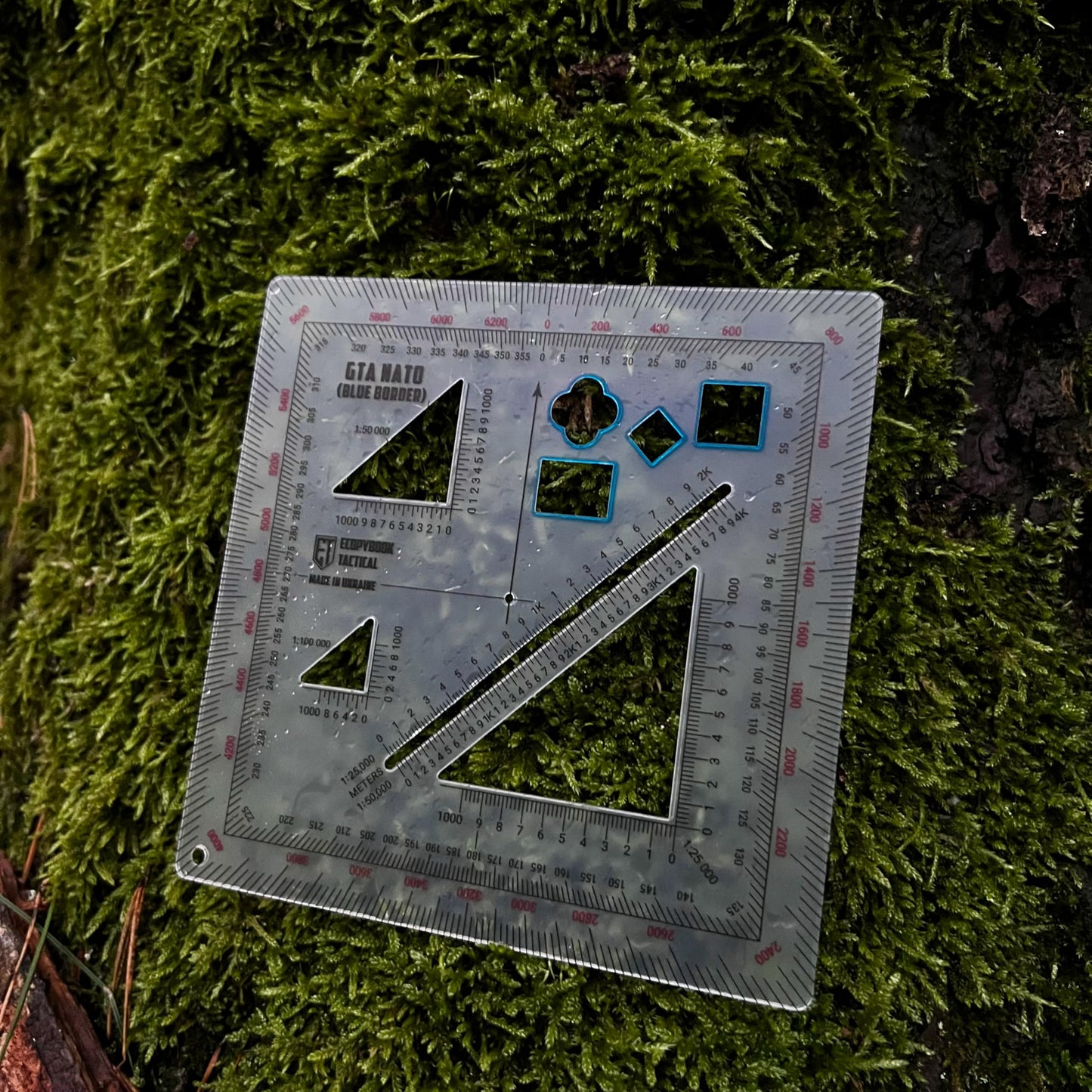Ecopybook Flexible GTA NATO Army Protractor, Square Map Military Protractor for Land Navigation, 125x125mm, Matte Anti-Glare Army Coordinate Scale