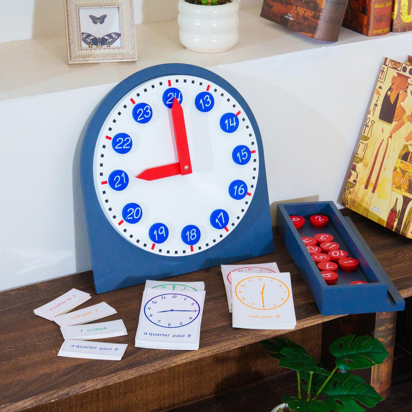 penepico Premium Montessori Learning Clock- 12-inch Solid Beechwood Teaching Clock with Movable Hands & Numbers, Math & Sensory Toys for Kids Ages 3-8+, Homeschool & Classroom Materials (3.85 lbs)