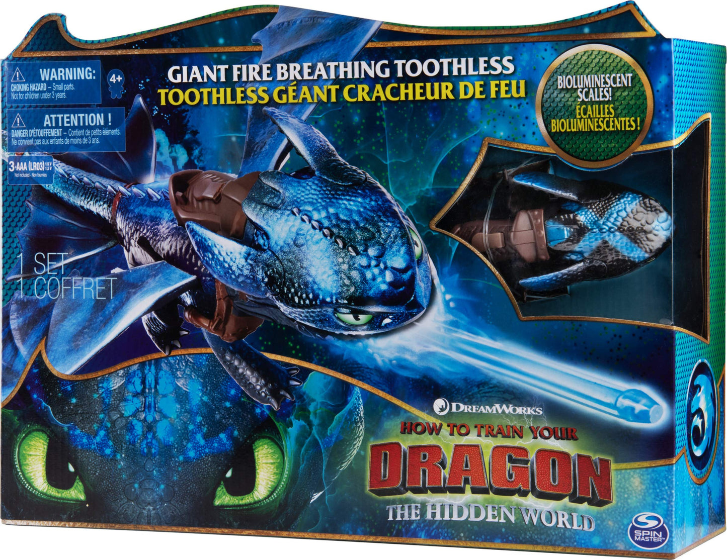 DreamWorks Dragons, Giant Fire Breathing Toothless Action Figure, 20-inch Dragon with Fire Breathing Effects