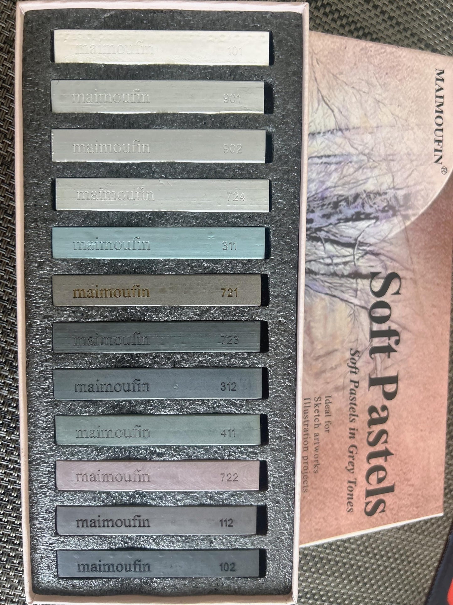 MAIMOUFIN 12-Pack Gray Tone Soft Pastel Sticks - Square Water-Soluble Artist Chalks with High Pigment for Sketching, Drawing & Illustration (Perfect for Artists, Beginners & Hobbyists) (Grey)