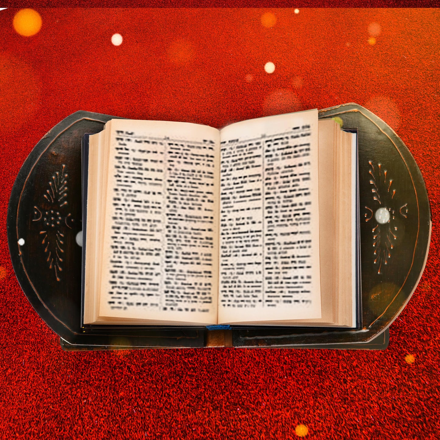 Handmade Wooden Holy Book Stand - Brown Handcrafted Indian Traditional Book Rest for Religious Prayer and Gifting (Design-2)
