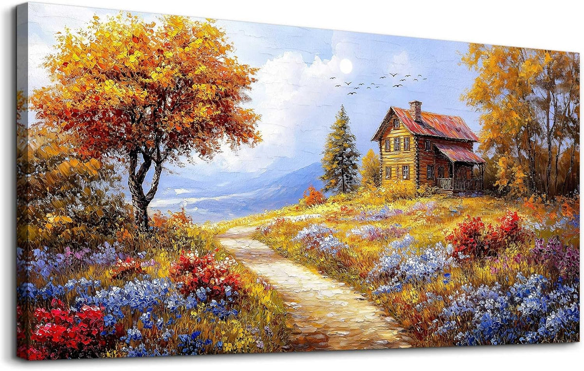 ZUITINGHUA Canvas Wall Art For Living Room Wall Decor For Bedroom Office Wall Decoration Yellow Tree Landscape Painting Farmhouse Pictures Artwork Room Aesthetic Home Decor 20x40 In
