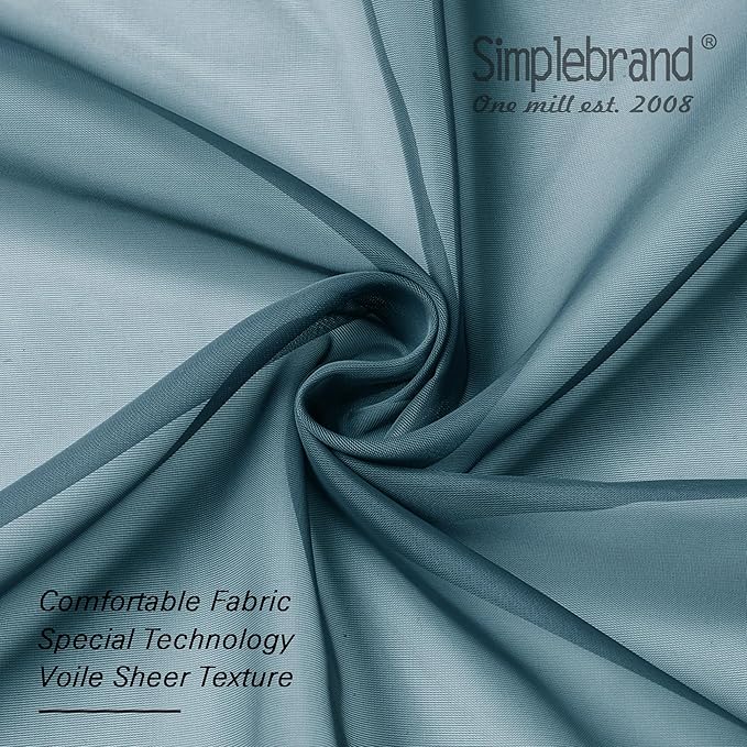 Simplebrand Dusty Blue Sheer Curtains 63 Inch Length 2 Panels, Rod Pocket Solid Color Window Sheer Curtain Panels, Elegant Curtains & Drapes for Living Room, Bedroom 2 Panels (42" W x 63" L)