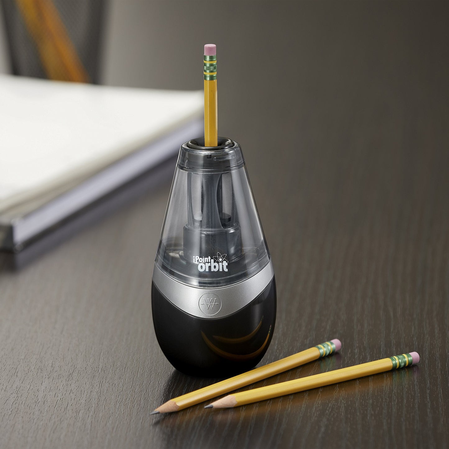 Westcott 16244 iPoint Orbit Battery-Powered Pencil Sharpener for Home and Office, Black