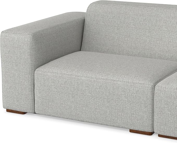 SIMPLIHOME Rex Right-Facing Modular Sectional Sofa in 100% Recycled Polyester Tightly Woven Performance Fabric, Pale Grey, 102-inches Wide, 4-Seater L-Shaped Couch with Right Chaise for Living Room