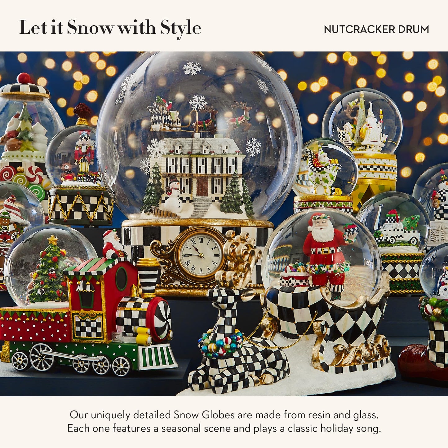 MACKENZIE-CHILDS Snow Globe, Christmas Decor for Living Room, Nutcracker