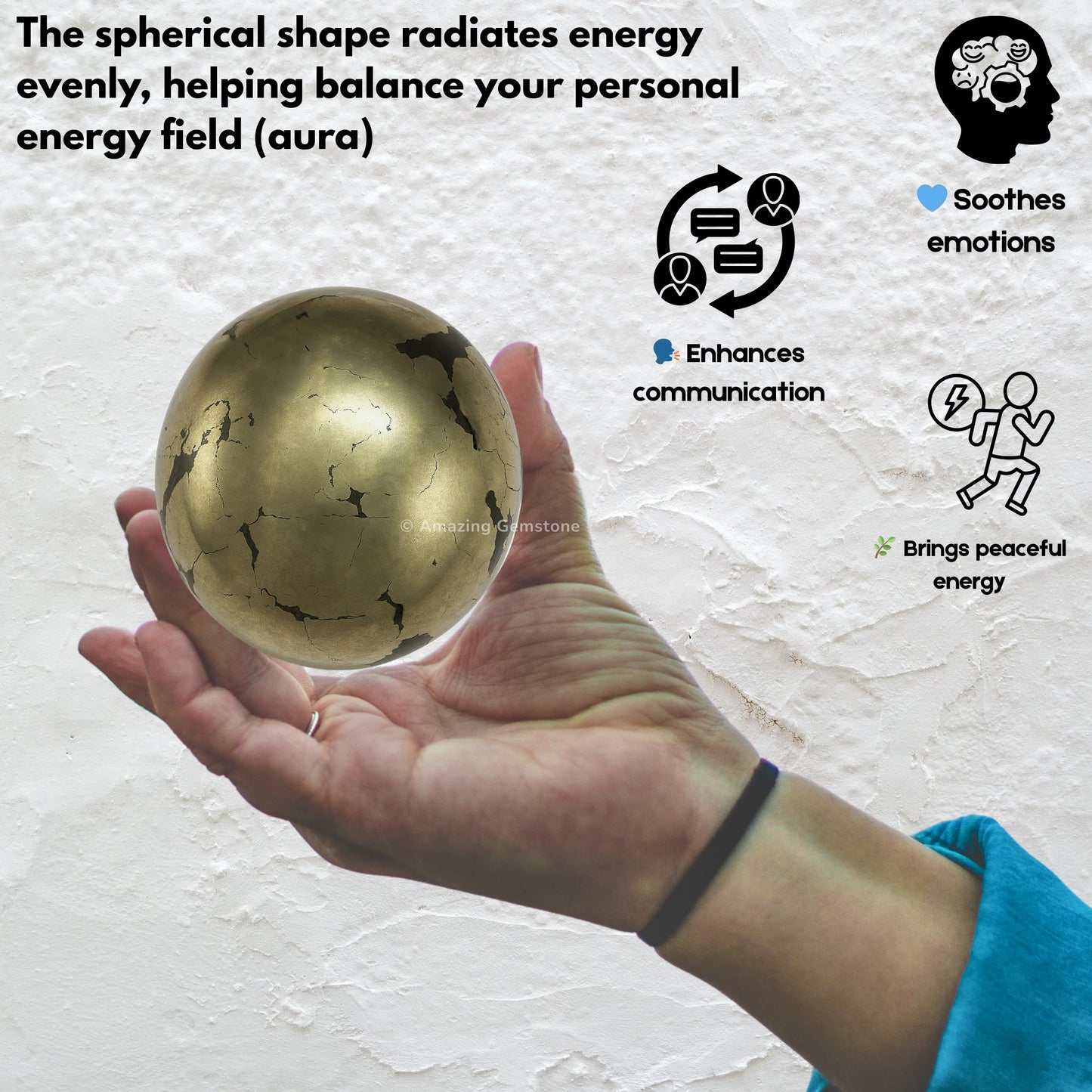 Amazing Gemstone Pyrite Crystal Ball with Stand - 2 Inches Crystal Sphere Meditation Balls for Witchcraft and Decorative Balls