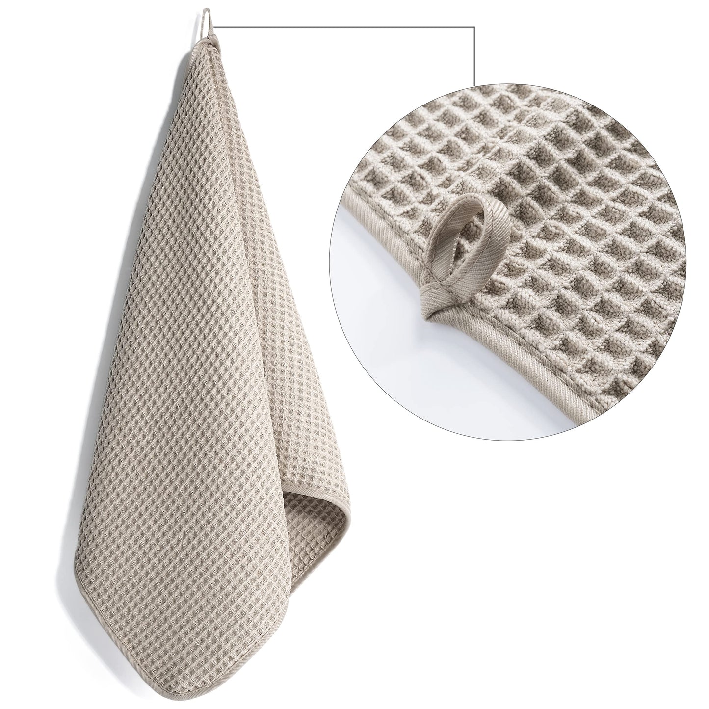POLYTE 430 GSM Microfiber Lint Free Hand Towel, 16 x 30 in, 4 Pack (Waffle Weave)