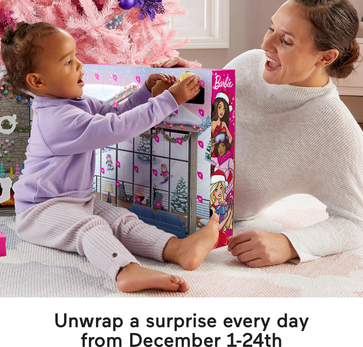Fisher-Price Little People Barbie Advent Calendar and Toddler Playset, 24 Christmas Figures and Play Pieces