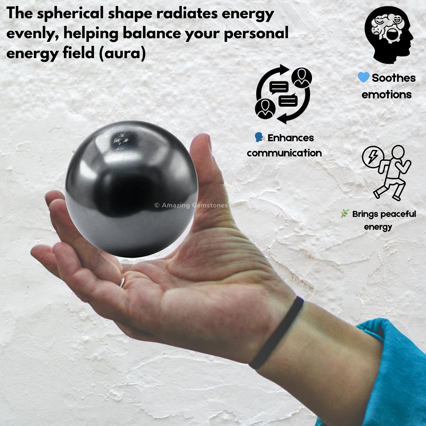 Amazing Gemstone Hematite Crystal Ball with Stand - 2 Inches Crystal Sphere Meditation Balls for Witchcraft and Decorative Balls