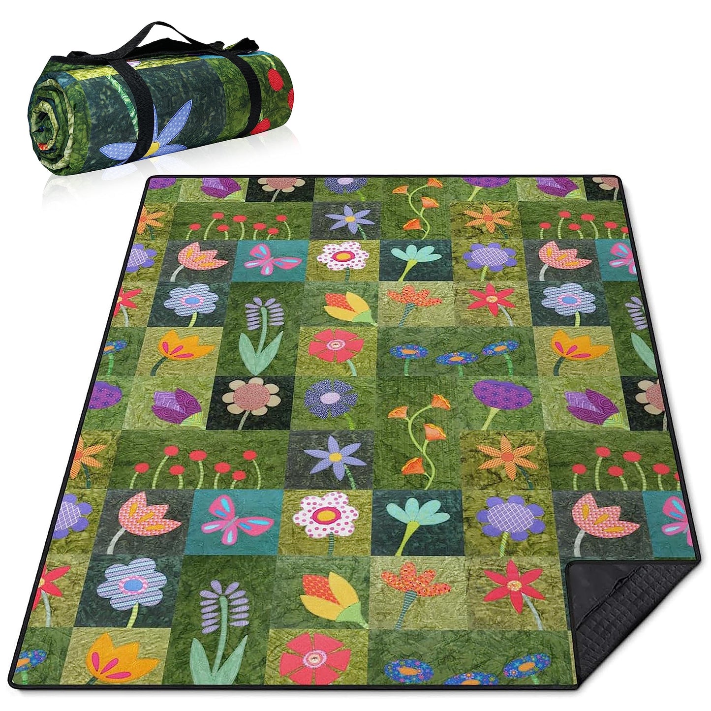 Supfitness Extra Large Picnic Blankets Waterproof Foldable (60 "x 80") Beach Blanket Waterproof Sandproof,3-Layer Thicking Mat Outdoor Packable Camping Blanket