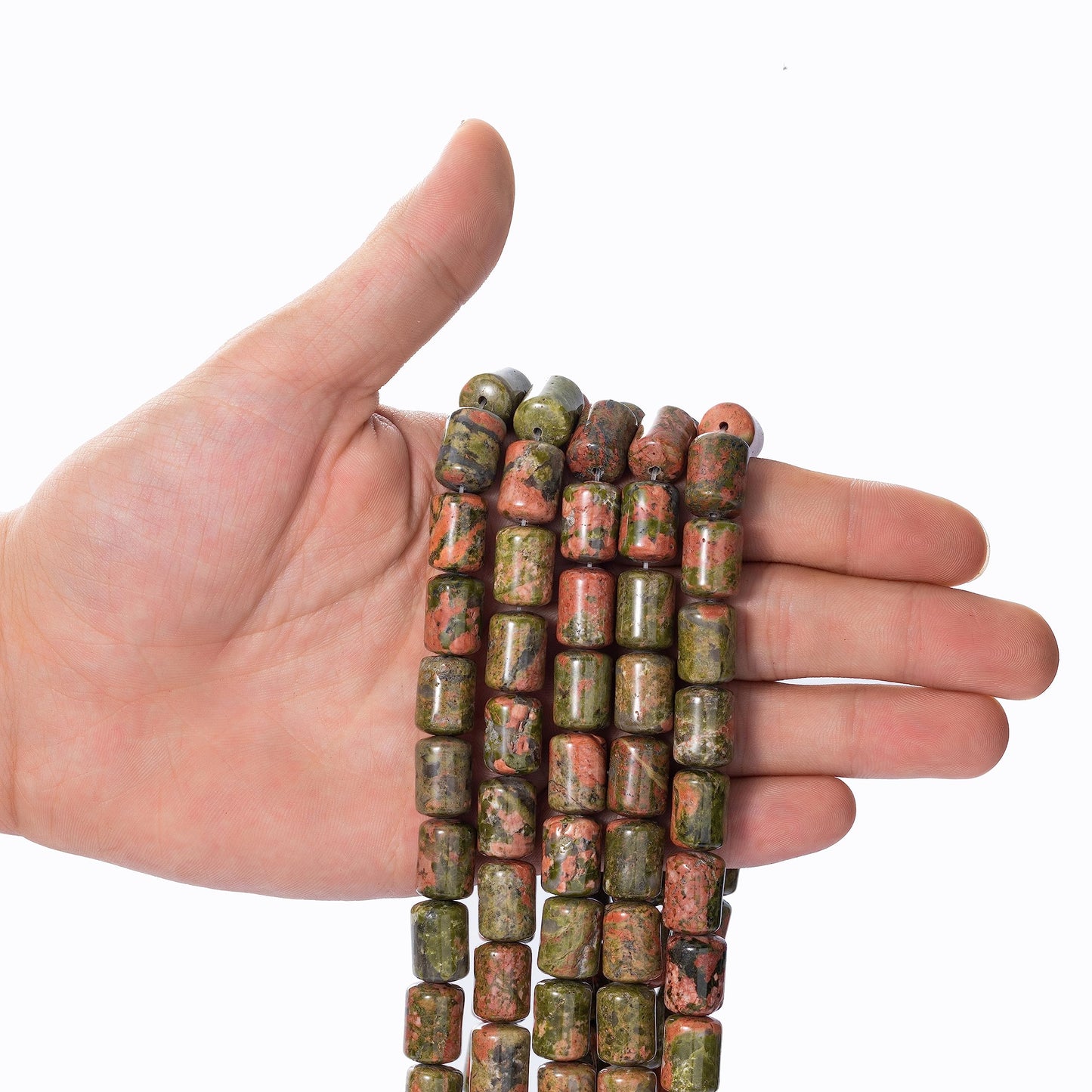 Natural Unakite Cylinder Tube Beads 10x14mm 38cm/str Loose Semi Gemstone Stone Beads for Making Bracelets Necklace