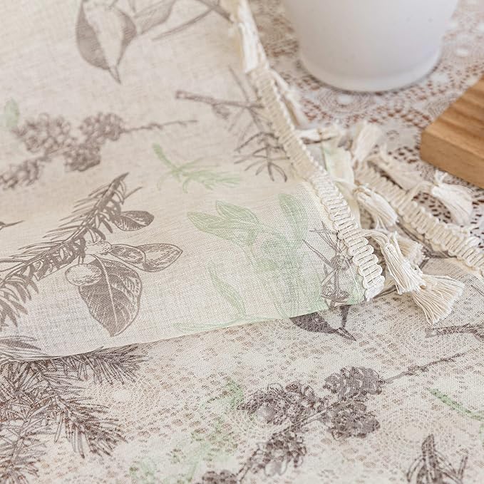 Birds Sheer Curtains 63 inch Long, Fringed Edges and Textured Semi Sheer Curtains Large Window Treatments for Living Room/Bedroom, 2 Panels