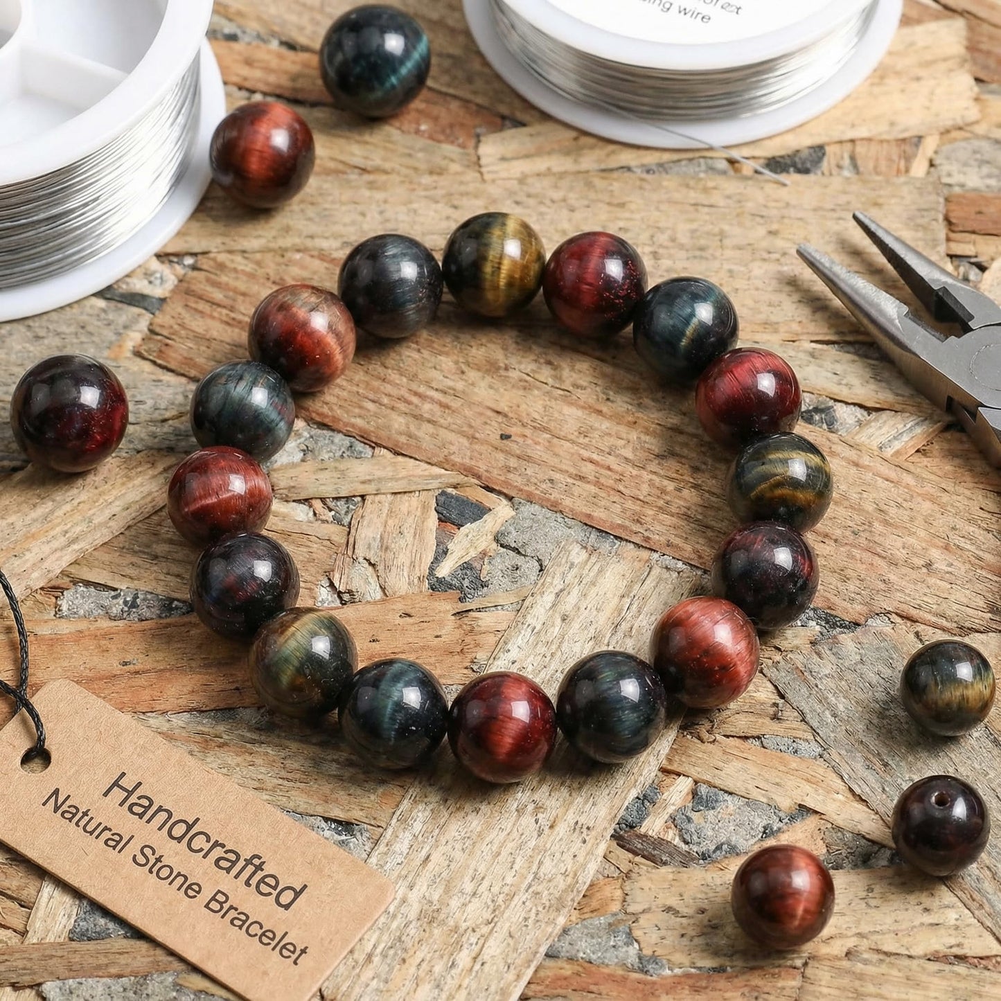 Yochus Natural Tiger Eye Beads, 60Pcs 6MM Onyx Agate Color Enhance Round Loose Beads Bulk, DIY Charm Smooth Gemstone Beads for Jewelry Making(4mm 8mm 10mm 12mm Beads)