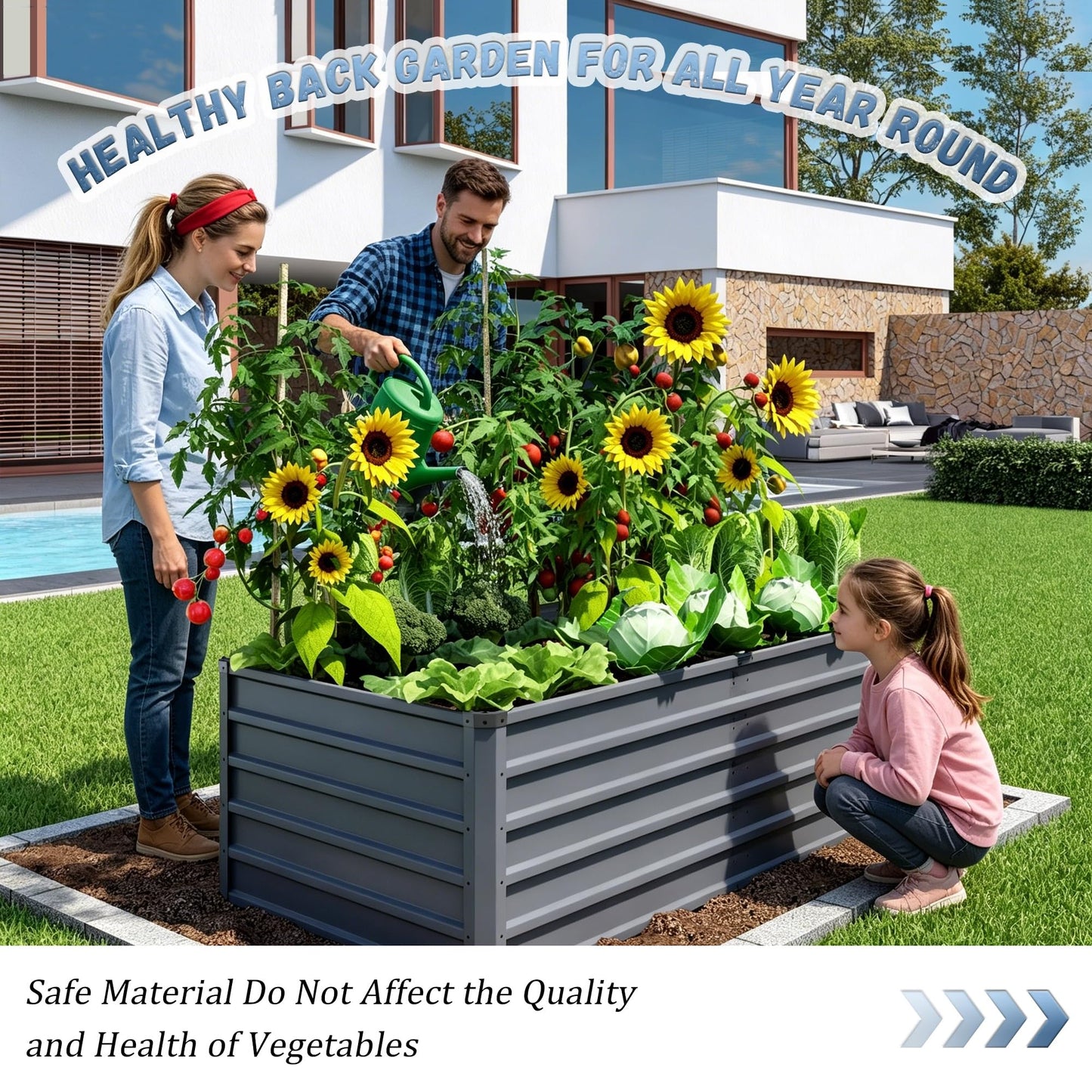 YJSPSSW 2pcs 6x3x2ft Large Raised Garden Bed Kit, Grey Galvanized Metal Outdoor Planter Boxes for Vegetables Flowers Herbs