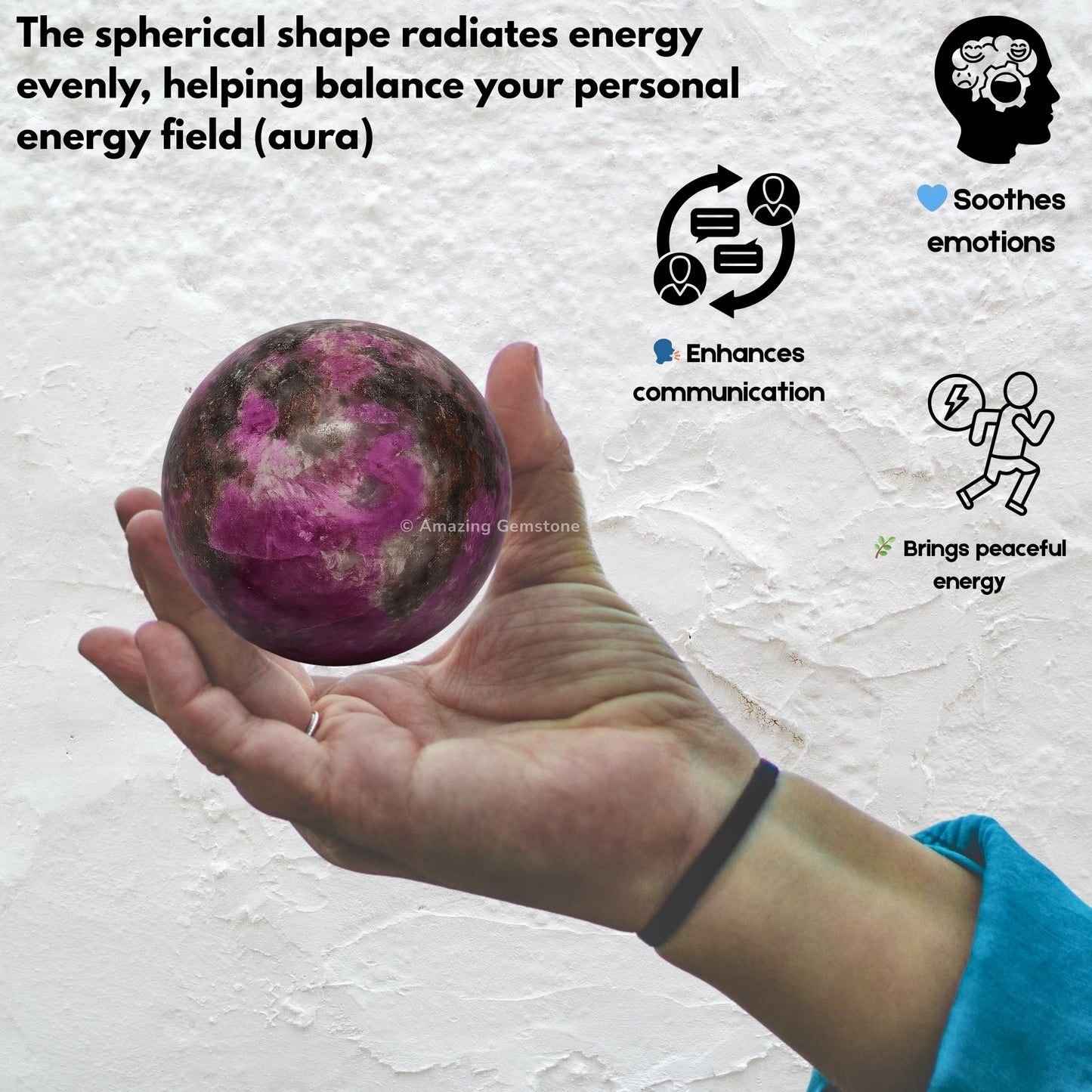 Amazing Gemstone Cobalt Calcite Crystal Ball with Stand - 2 Inches Crystal Sphere Meditation Balls for Witchcraft and Decorative Balls