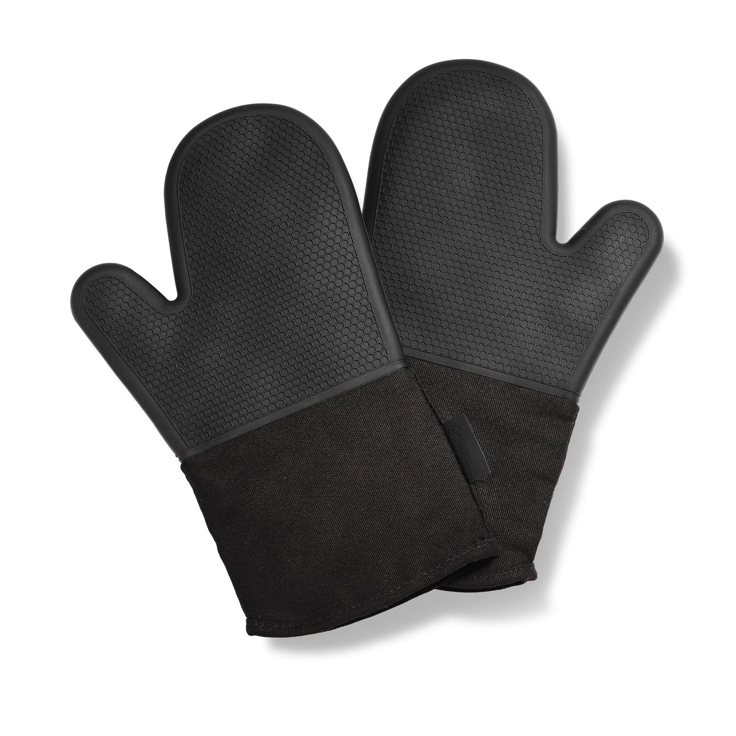 HexClad Silicone Oven Mitt Set, 2-Pack, Heat Resistant to 500ºF, Black