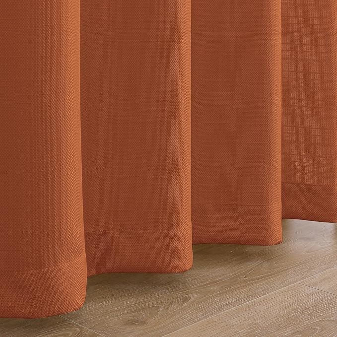 Chyhomenyc Orange Curtains 78 Inch Length 2 Panels Set, Faux Linen Textured Light Filtering Soft Airy Farmhouse Curtain Drapes for Living Room Bedroom, 40Wx78L