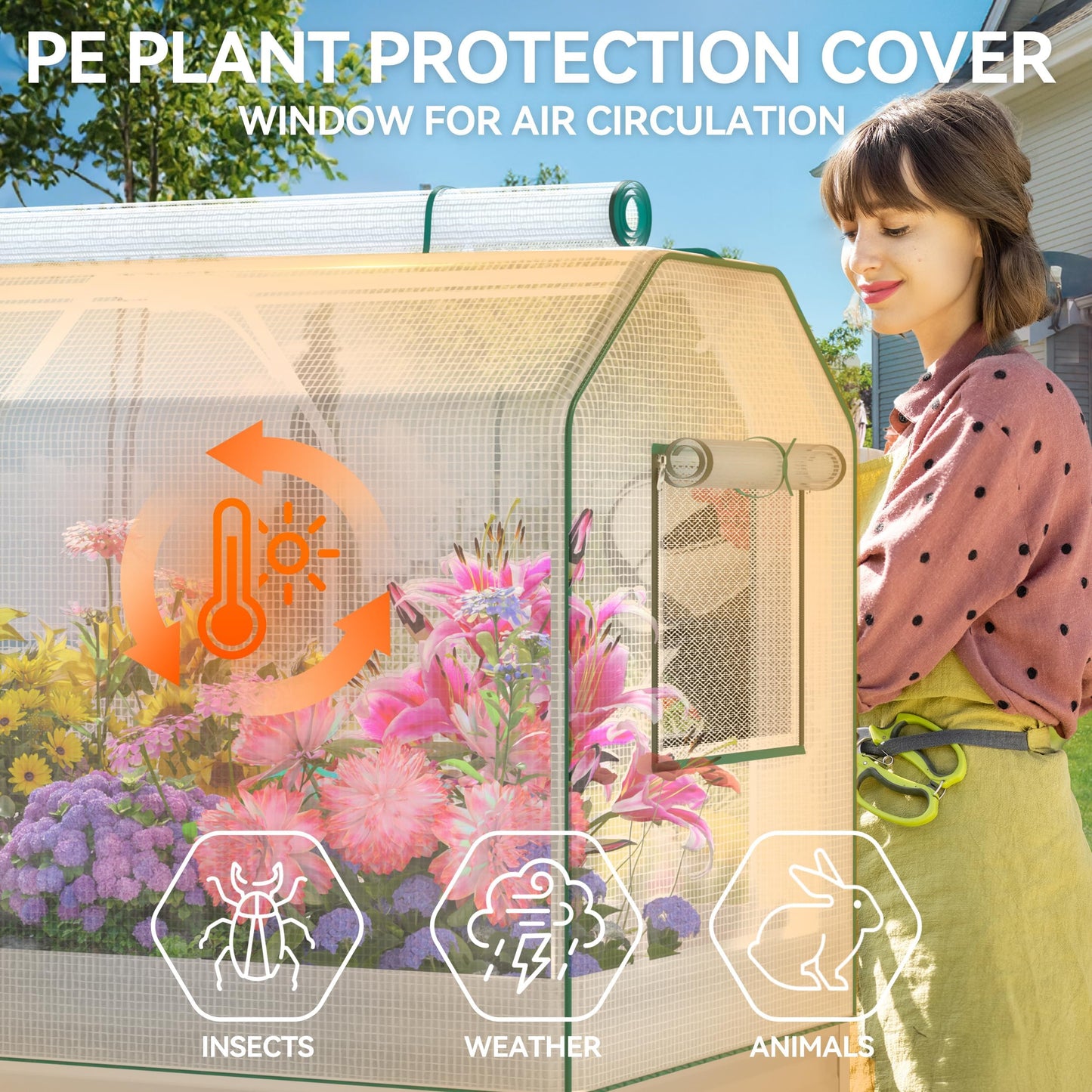 Lineware Galvanized Raised Garden Bed with Self-Watering System, Elevated Planter Boxes Outdoor with Legs and PE Cover for Vegetables and Flowers, Backyard, Patio, Balcony, 48x24x56 in