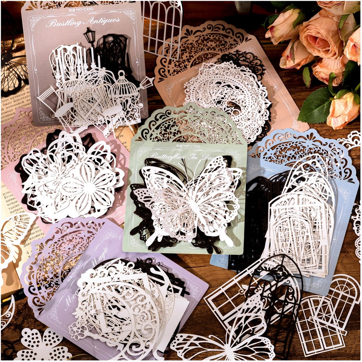 Diuhofart Scrapbook Paper Cutouts for Wedding Scrapbooking Embellishments, 120 Pcs Black and White Collage Materials for Junk Journal Supplies, Card Making, Decoupage, DIY Crafts