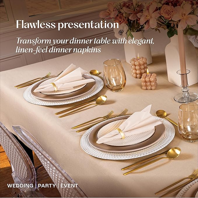 200-Pack Disposable Linen-Feel Wood Napkins, 12" x 17" Cloth-Like Paper Dinner Napkins For Wedding, Bathroom, Party Or Event