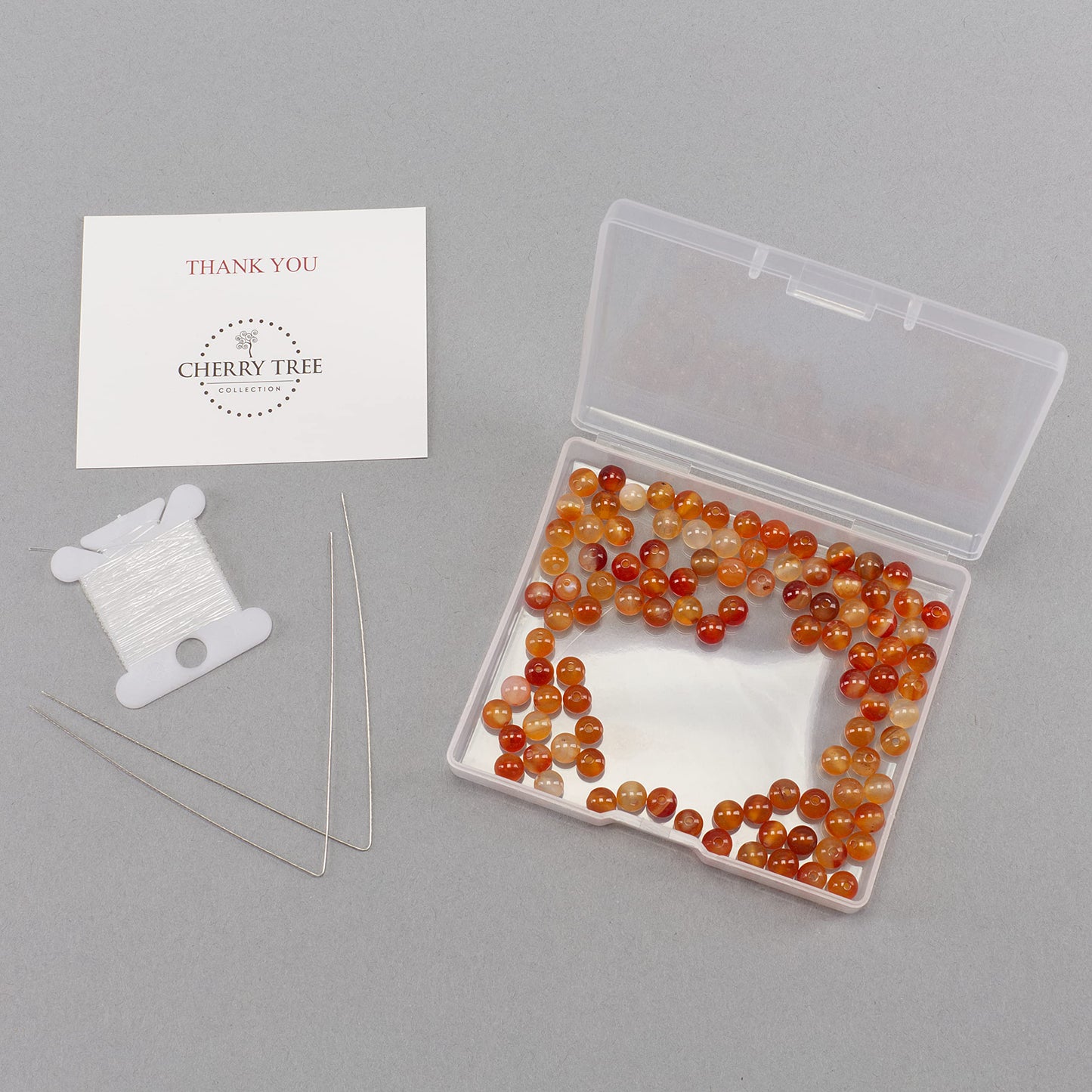 Cherry Tree Collection | 100PCS 6mm Carnelian Gemstone Round Beads for Jewelry Making | Includes Storage Box, Elastic String, and Needles
