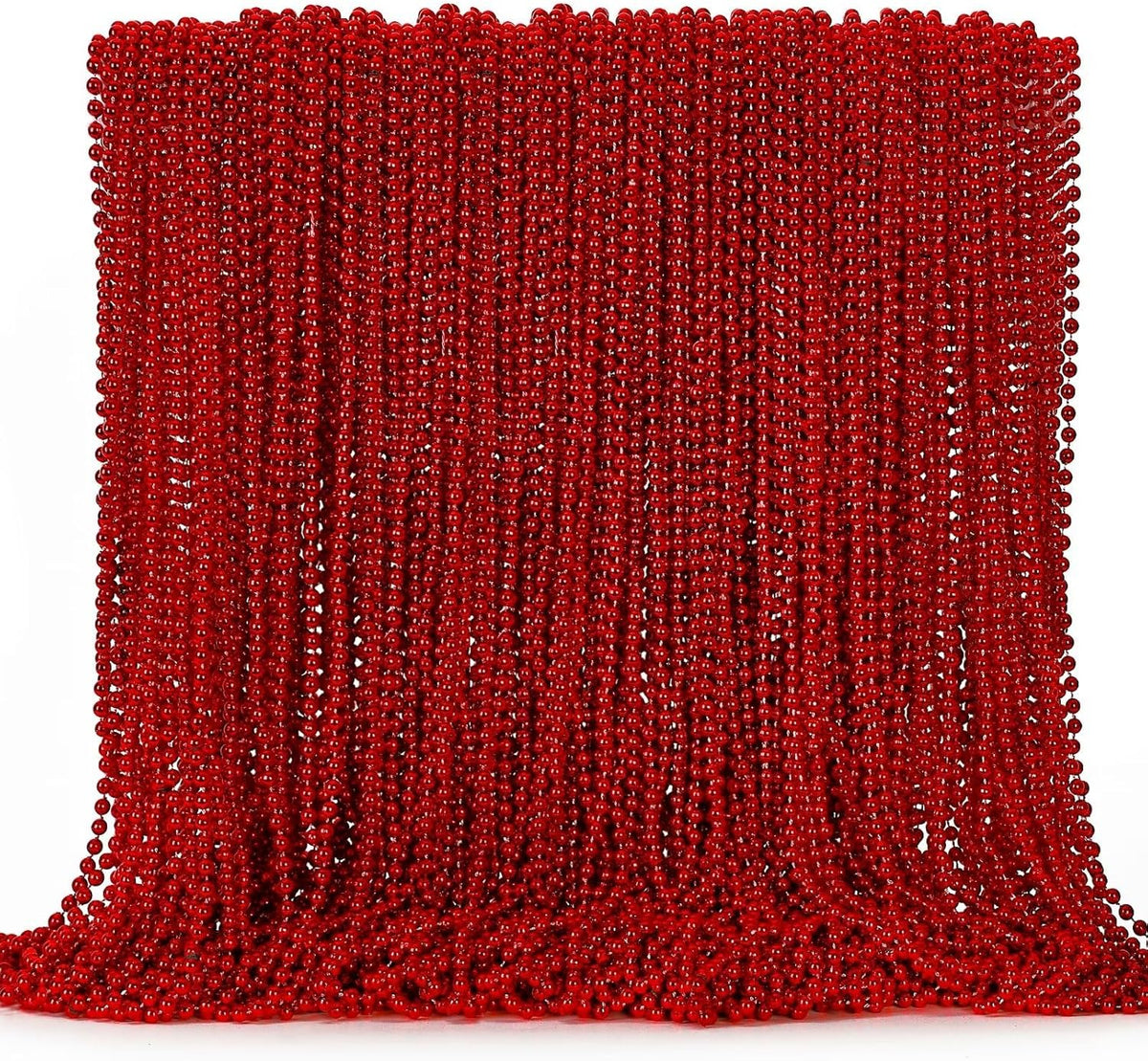 144PCS Bead Necklace, Red Christmas Bead Stuff Party Favors, 33" Necklaces Festival Parade Throw Accessories for Wedding Birthday Valentines Mardi Gras Christmas Celebrations Decorations
