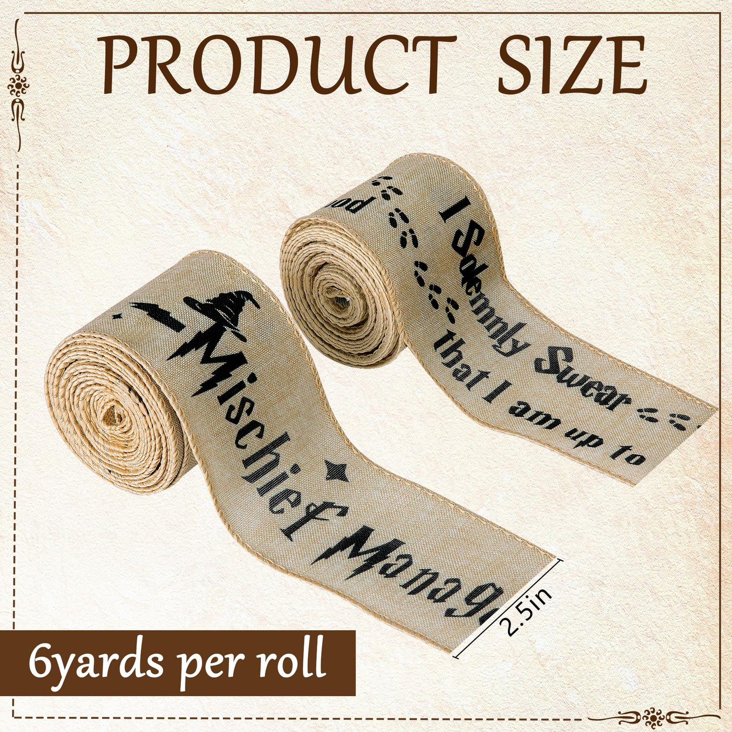 Mizelu 2 Rolls 2.5" x 6 Yards Christmas Wizard Wired Ribbon, Wizard Wired Edge Fabric Ribbon, Christmas Tree Bow Making Fabric Ribbons for Xmas DIY Crafts Gift Wrapping Party Decoration