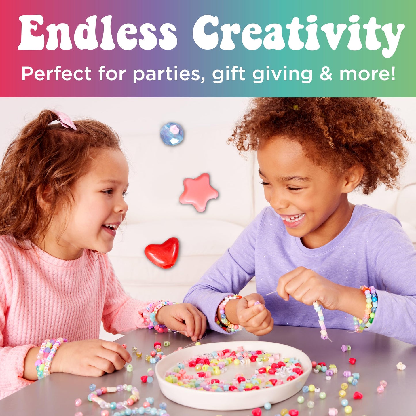 Creativity for Kids Rainbow Bead Jar Jewelry Making Kit: Makes 40+ Friendship Bracelets, DIY Crafts for Girls, Great Spring Crafts (Ages 6+)