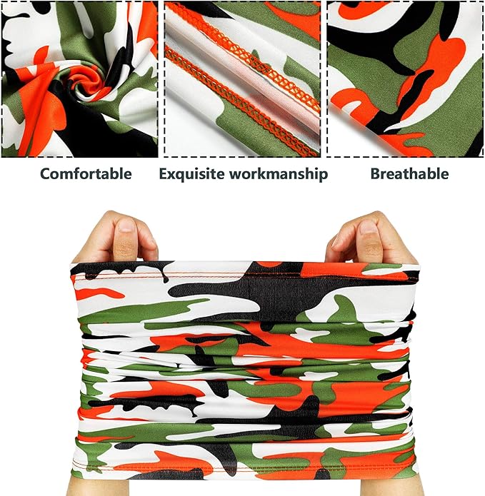 Geyoga 6 Pieces Winter Face Mask for Men UV Protection Mask Sunscreen Breathable Windproof Neck Gaiters Scarf Fishing Cycling Running (Camouflage Colors)