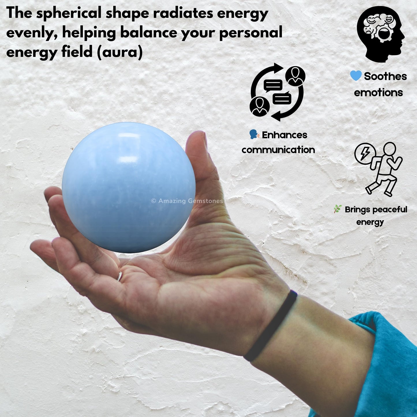 Amazing Gemstone Blue Calcite Crystal Ball with Stand - 2" Inches Crystal Sphere Meditation Balls for Witchcraft and Decorative Balls