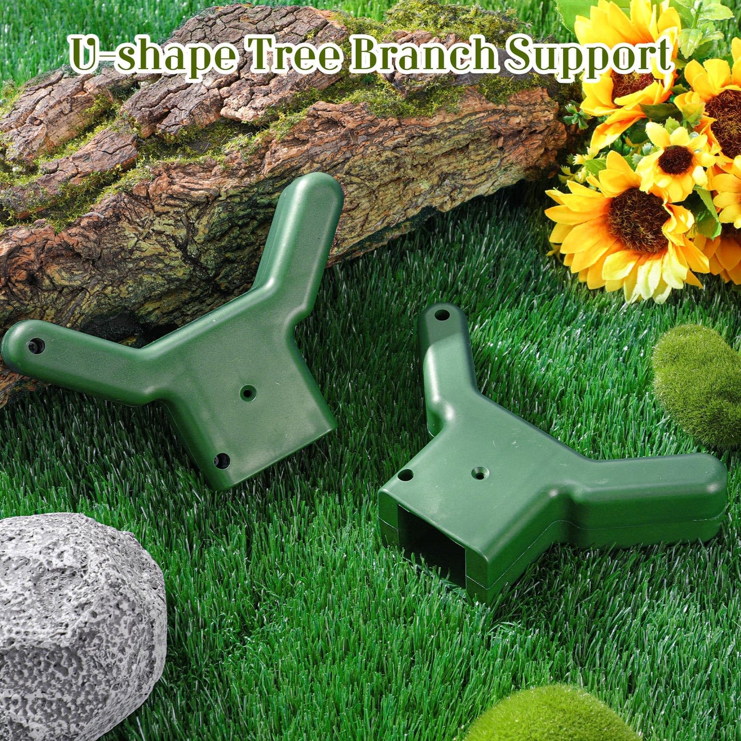 Yungyan 2 Pcs Tree Support, Plastic Fruit Branch Support Device Tree Brace Prevent Them from Breaking for Vineyards Ornamental Gardens Orchards Fits on Standard 1.57 x 1.57 Inch Lumber (Green)