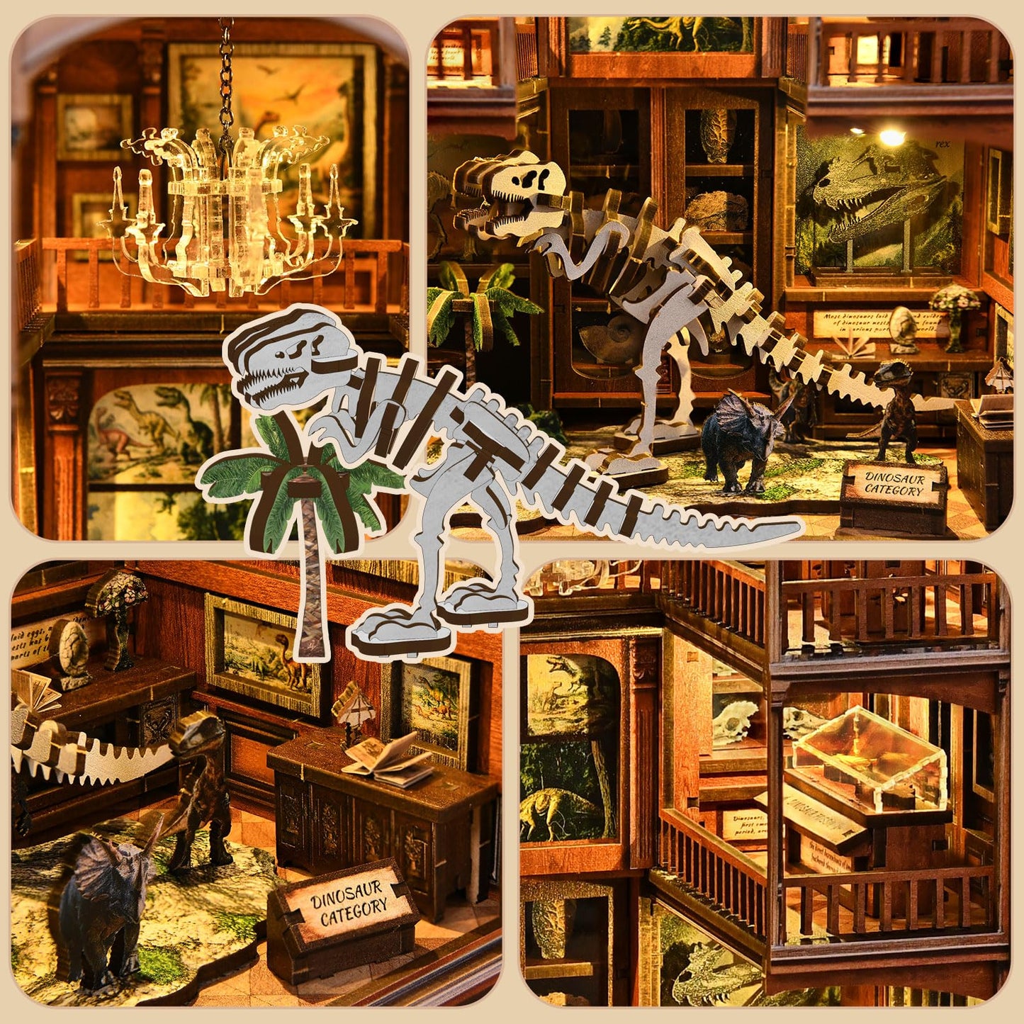 DIY Book Nook Kit, 3D Wooden Puzzle for Adults, Miniature House Kit with Touch LED Light, Gothic Bookshelf Insert Decor, Creative Hobby Gift for Fantasy Lovers