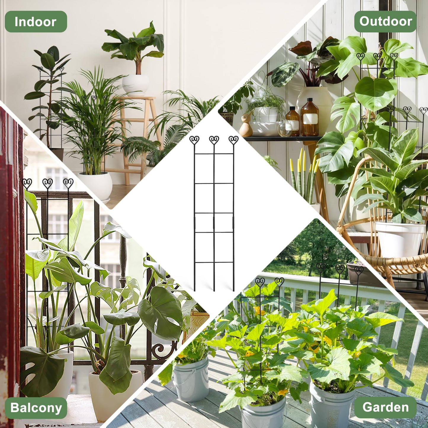 Coomin 2 Pack 32in Monstera Plant Support Stakes for Indoor Plants, Stackable Garden Trellis for Climbing Plants Outdoor, Metal Plant Climber Support for Pothos Philodendron Vine