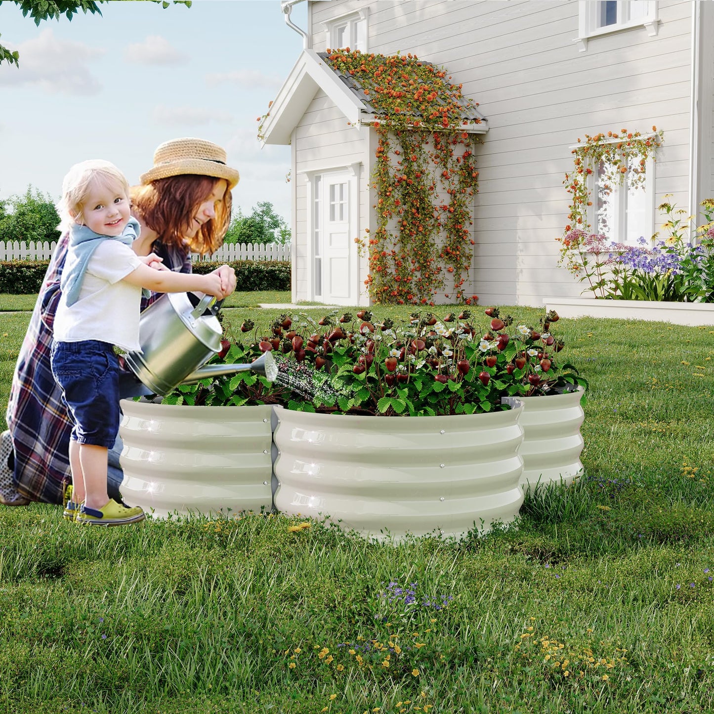 CABIHOME 2-Pack Galvanized Metal Raised Garden Beds,48x48x12 in Outdoor Planter Boxes,Open Base Deep Root Growth,Rust Resistant,Ideal for Vegetables Herbs Flowers,Patio Lawn Garden