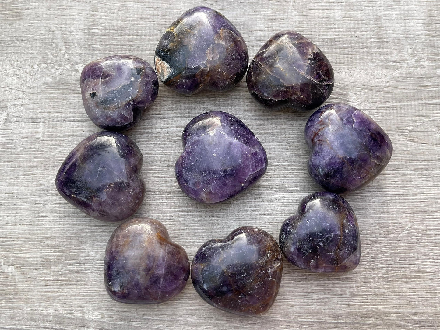 Amethyst Gemstone Hearts, Polished Amethyst Puffy Hearts, Amethyst Crystal Palm Stone, Amethyst Healing Crystal Hearts (1 Heart)
