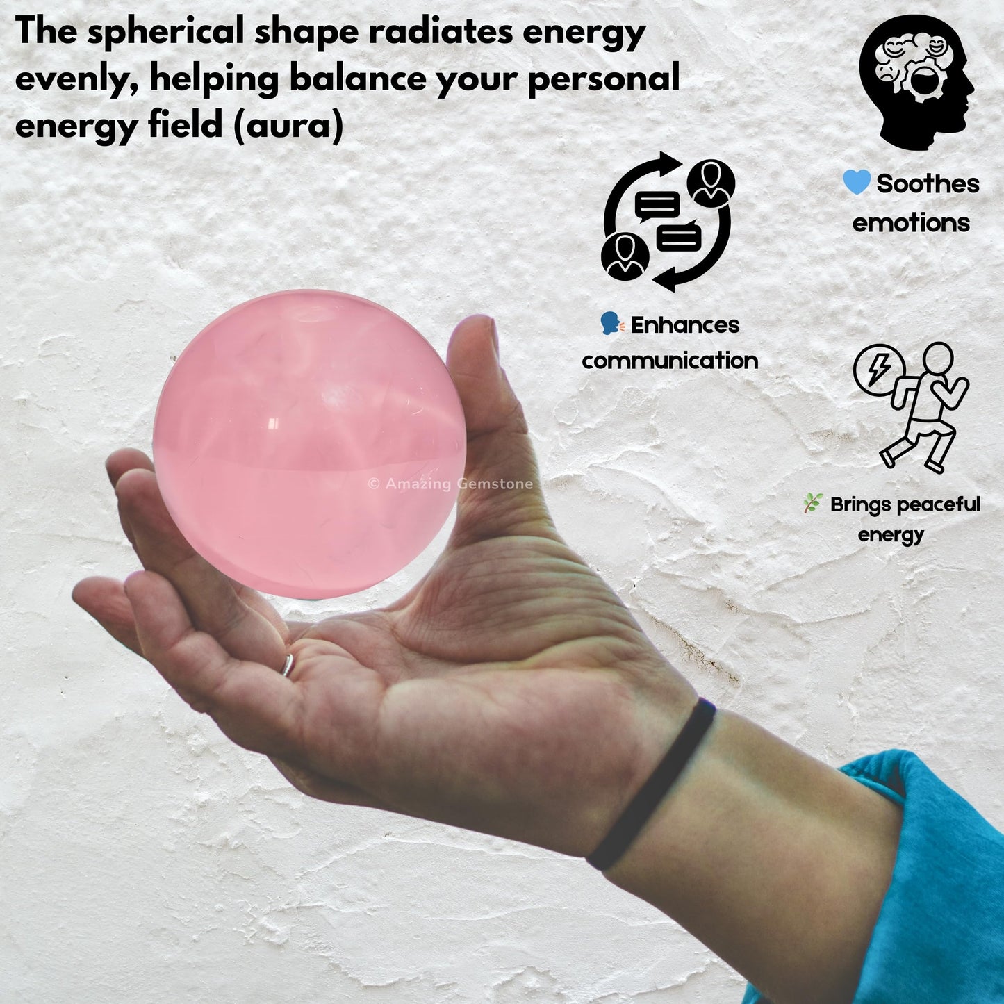 Amazing Gemstone Star Rose Quartz Crystal Ball with Stand - 2 Inches Crystal Sphere Meditation Balls for Witchcraft and Decorative Balls
