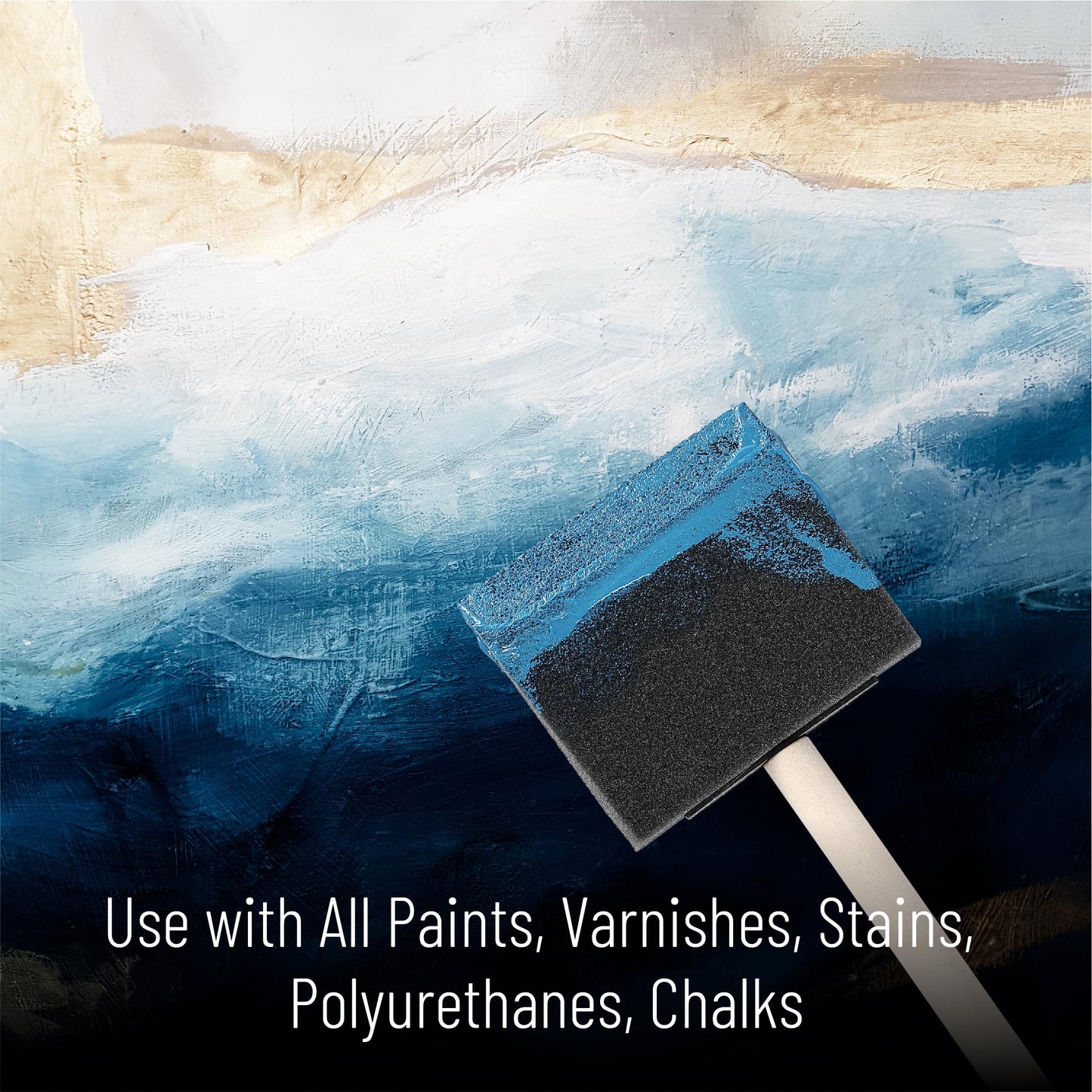 Bates- Foam Paint Brushes, 3-Inch, 36 Pack, Wooden Handle, Sponge Brushes for Painting, Staining, Varnishes, Gluing and DIY Craft Projects on Wood, Metal & More