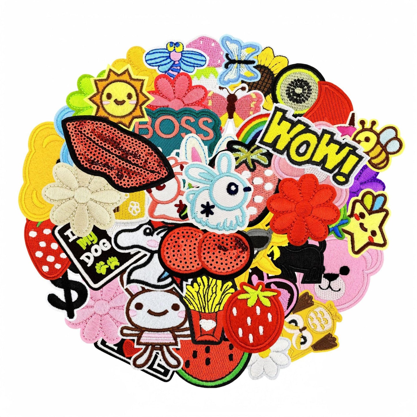60pcs Random Assorted Styles Iron on Patches, Sew on Repair Embroidered Applique Patches for Hats, Jacket, Clothes, Backpacks – DIY Crafts Gift for Girl