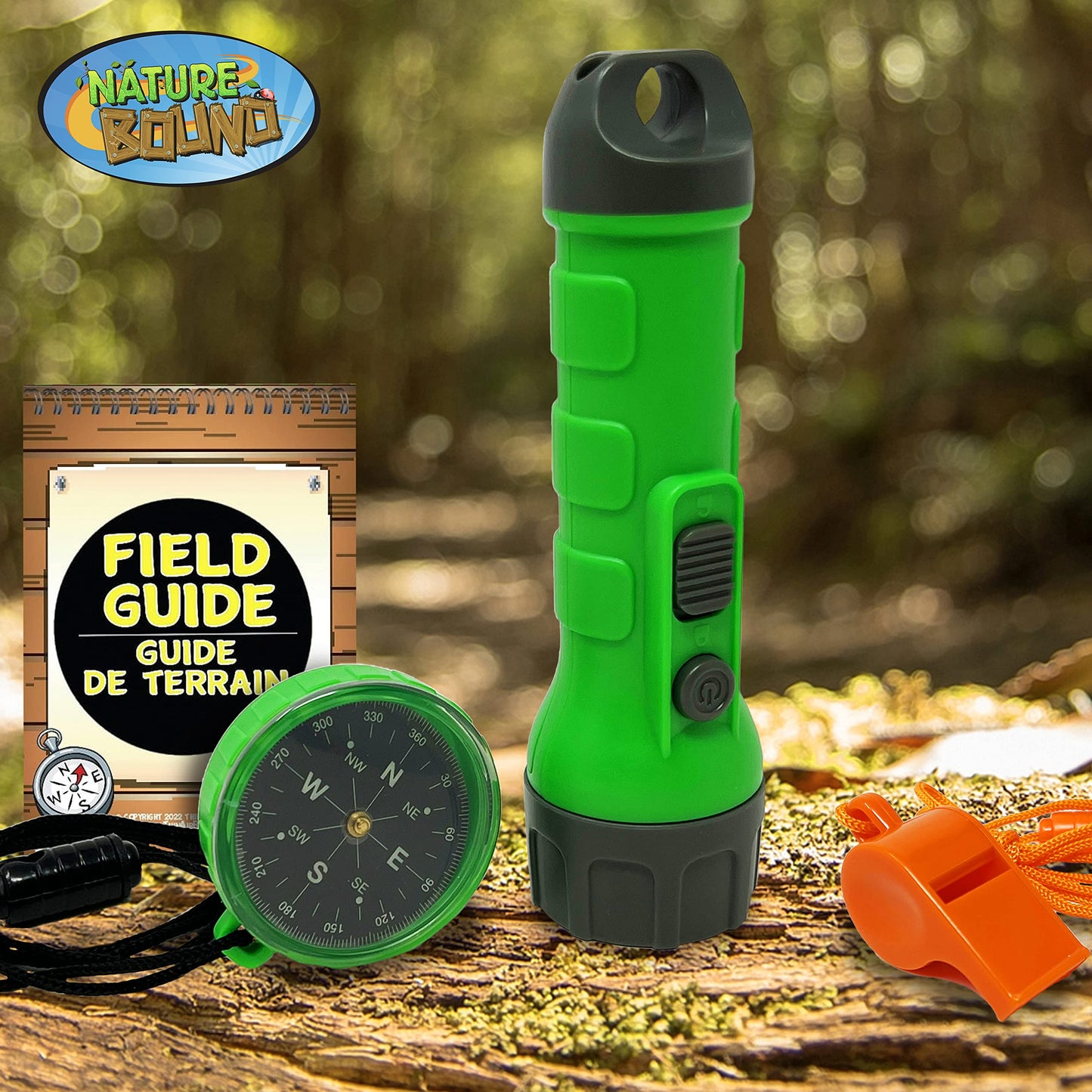 Nature Bound Outdoor Explorer Kit with Flashlight, Compass, Whistle, and Field Guide, Gift for Boys and Girls for Hiking, Camping, and Exploring Nature