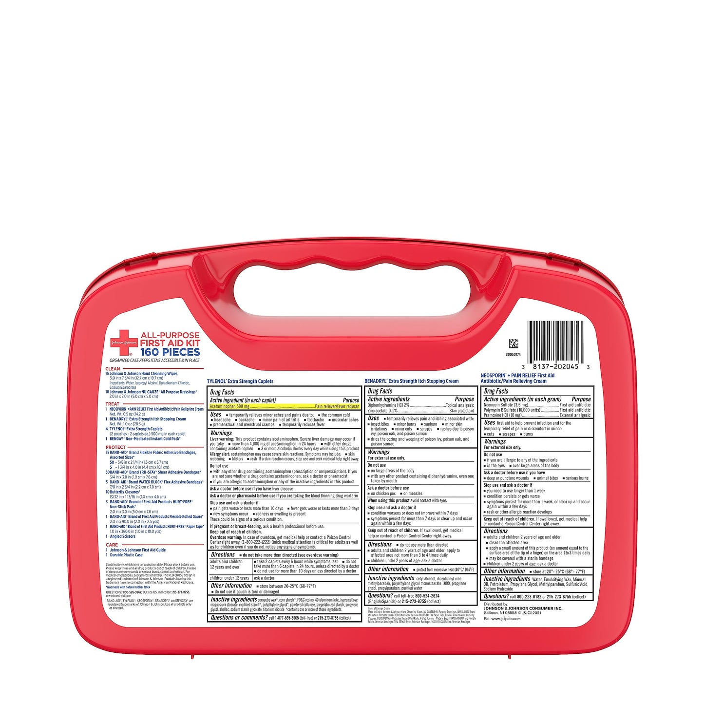 All-Purpose Portable Compact First Aid Kit for Minor Cuts, Scrapes, Sprains & Burns, Perfect for Home, Car, Travel, Camping Essentials & Outdoor Emergency Kit, 160 Piece