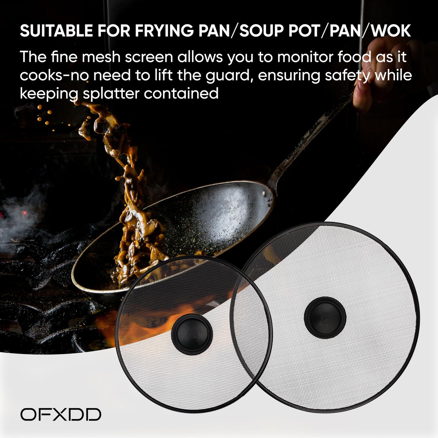 Stainless Steel Lid Splatter Screen - Set of 2: 8,2" & 10" - Frying Pan Oil Splash Guard