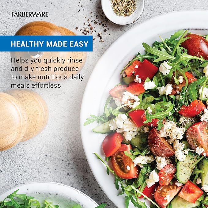 Farberware Professional Pump Small Salad Spinner with Bowl featuring Non Slip Grip, Small 3.16 Quart, Colander and Built in draining System for Fresh, Crisp, Clean Salad and Produce, Green