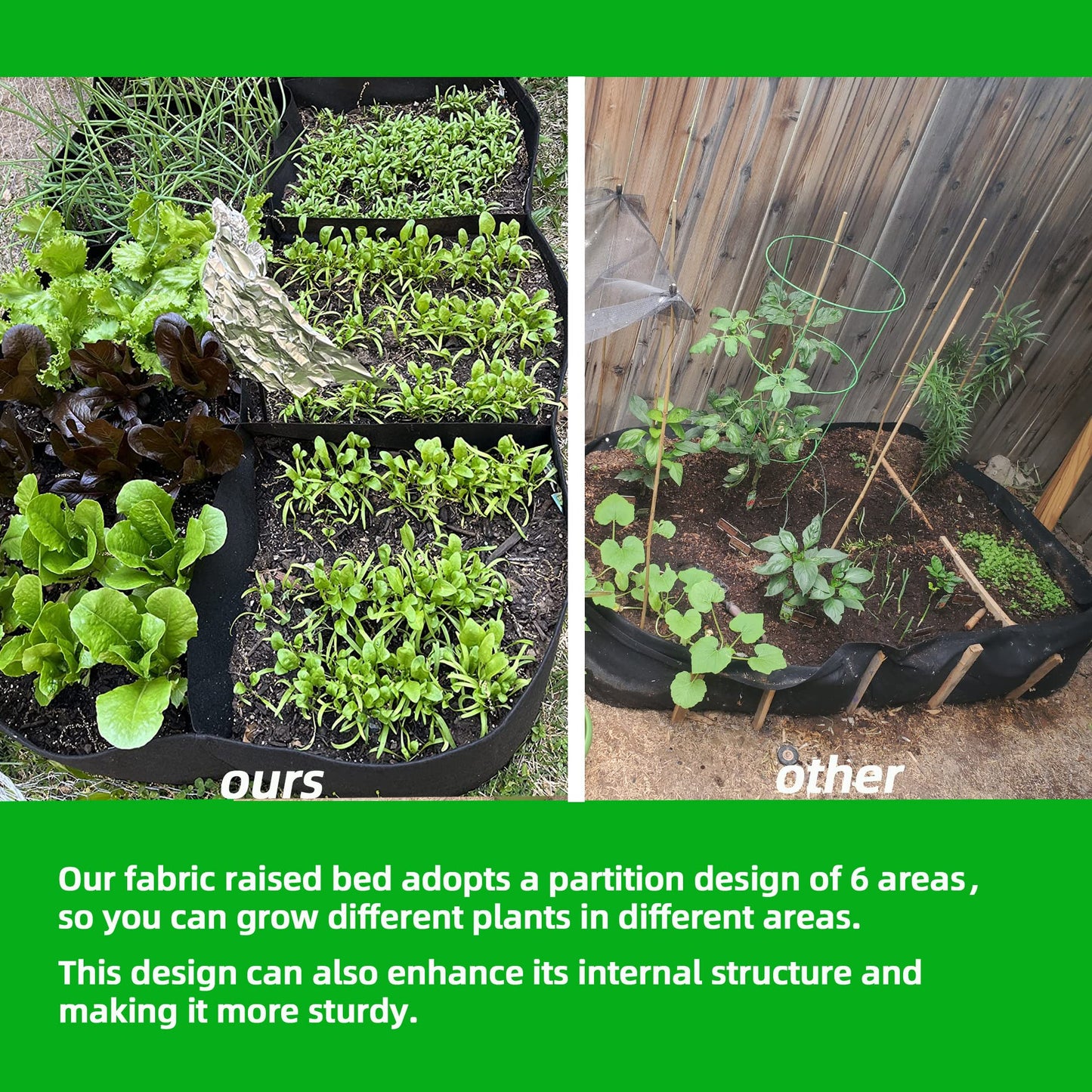 CJGQ Fabric Raised Garden Bed 4x2x1ft Garden Grow Bed Bags for Growing Herbs, Flowers and Vegetables 55 Gallon
