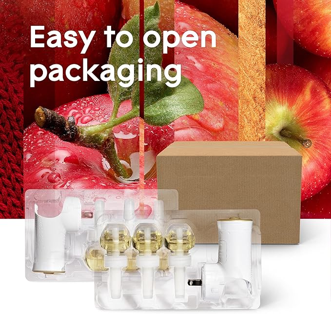 Glade PlugIns Air Freshener Starter Kit, Scented and Essential Oils for Home and Bathroom, Apple Cinnamon, 4.02 Fl Oz, 2 Warmers and 6 Refills